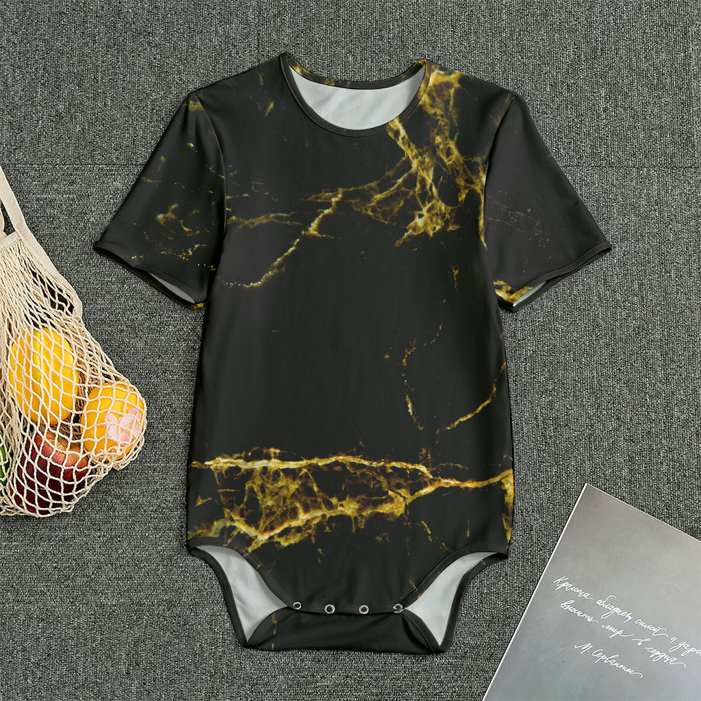 Black Gold Marble Print Men's Bodysuit