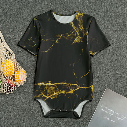 Black Gold Marble Print Men's Bodysuit