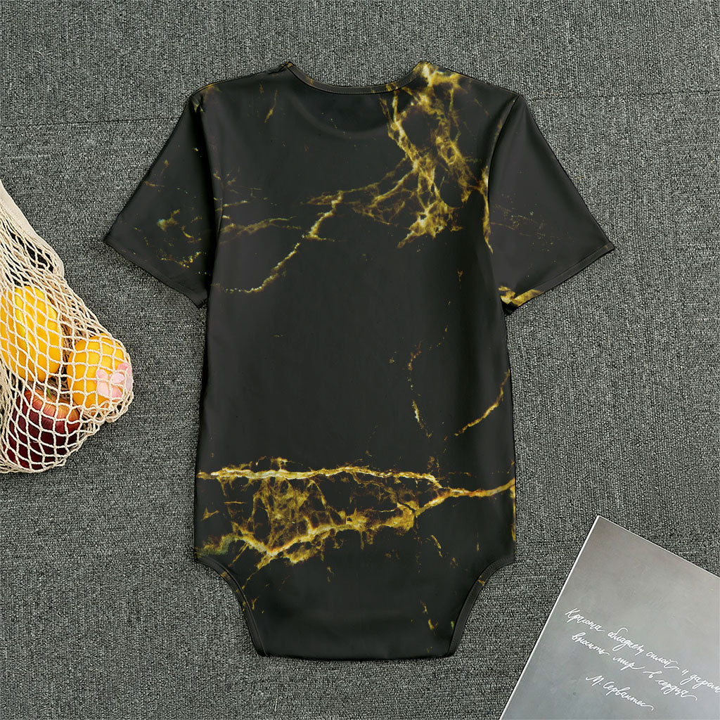 Black Gold Marble Print Men's Bodysuit