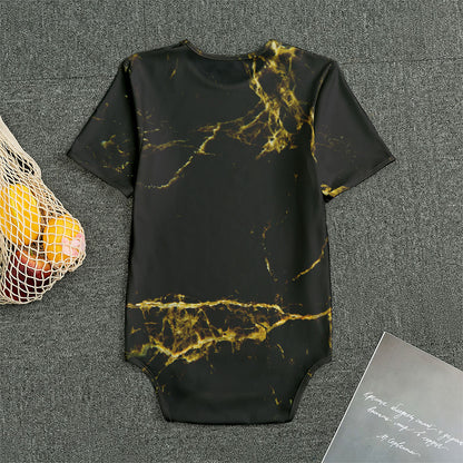 Black Gold Marble Print Men's Bodysuit