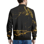 Black Gold Marble Print Men's Bomber Jacket