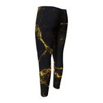 Black Gold Marble Print Men's Compression Pants
