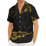 Black Gold Marble Print Men's Deep V-Neck Shirt