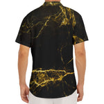 Black Gold Marble Print Men's Deep V-Neck Shirt