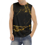 Black Gold Marble Print Men's Fitness Tank Top