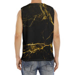 Black Gold Marble Print Men's Fitness Tank Top