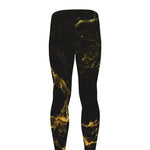 Black Gold Marble Print Men's leggings