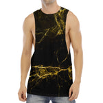 Black Gold Marble Print Men's Muscle Tank Top
