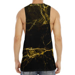Black Gold Marble Print Men's Muscle Tank Top