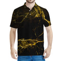 Black Gold Marble Print Men's Polo Shirt