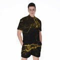 Black Gold Marble Print Men's Romper