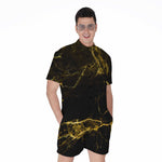 Black Gold Marble Print Men's Rompers