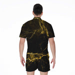 Black Gold Marble Print Men's Rompers