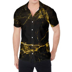 Black Gold Marble Print Men's Shirt