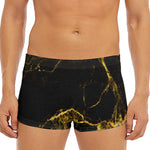 Black Gold Marble Print Men's Short Boxer Briefs