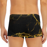 Black Gold Marble Print Men's Short Boxer Briefs