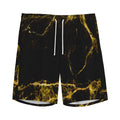 Black Gold Marble Print Men's Athletic Shorts