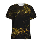 Black Gold Marble Print Men's Sports T-Shirt