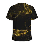 Black Gold Marble Print Men's Sports T-Shirt