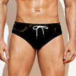 Black Gold Marble Print Men's Swim Briefs