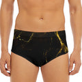 Black Gold Marble Print Men's Triangle Swim Briefs