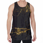Black Gold Marble Print Men's Velvet Tank Top