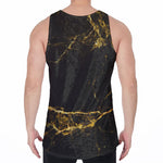Black Gold Marble Print Men's Velvet Tank Top