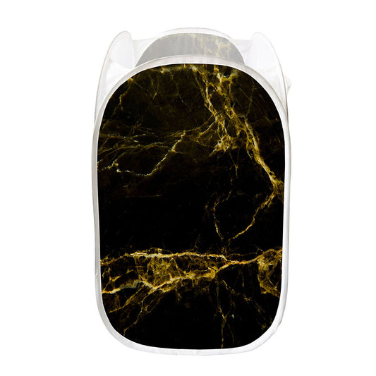 Black Gold Marble Print Mesh Laundry Hamper