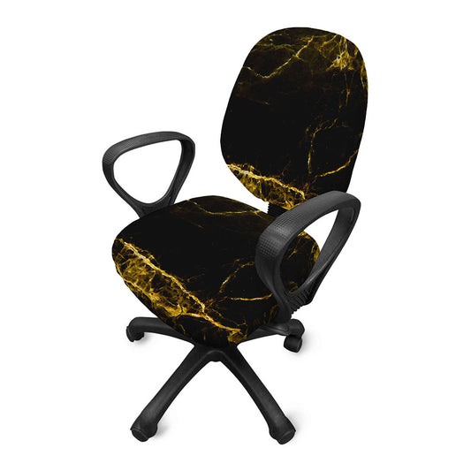 Black Gold Marble Print Office Chair Cover
