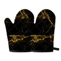 Black Gold Marble Print Oven Mitts