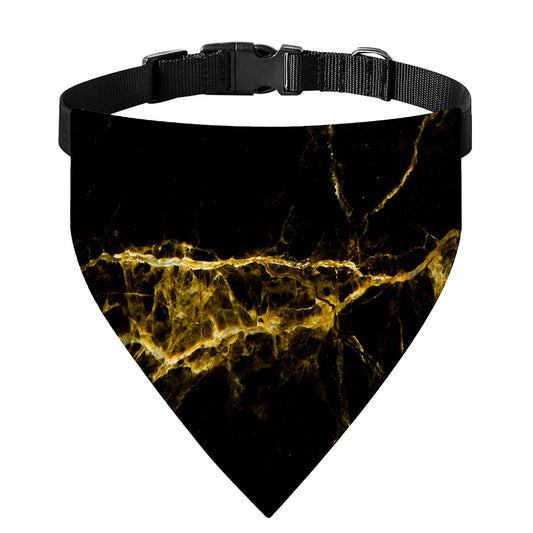 Black Gold Marble Print Over The Collar Dog Bandana