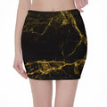 Black Gold Marble Print Pencil Mini Skirt