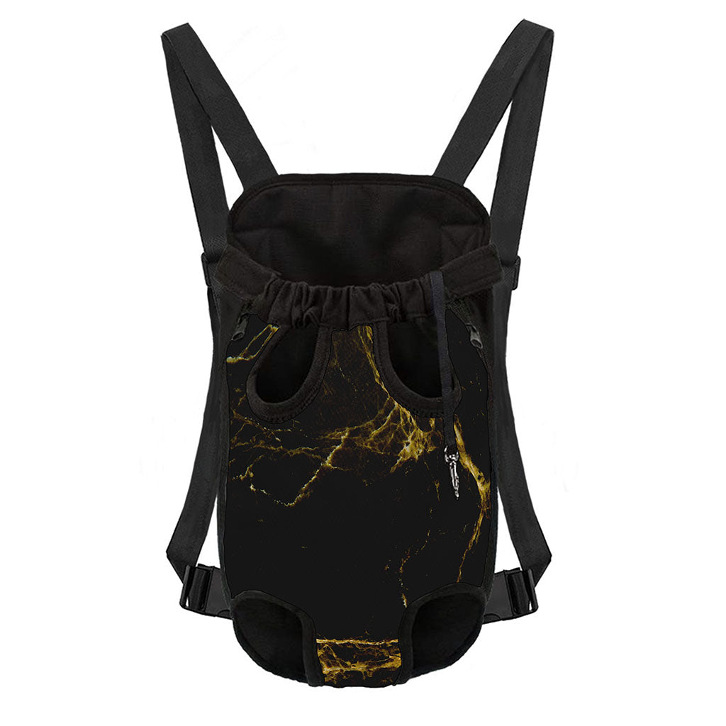 Black Gold Marble Print Pet Carrier Backpack