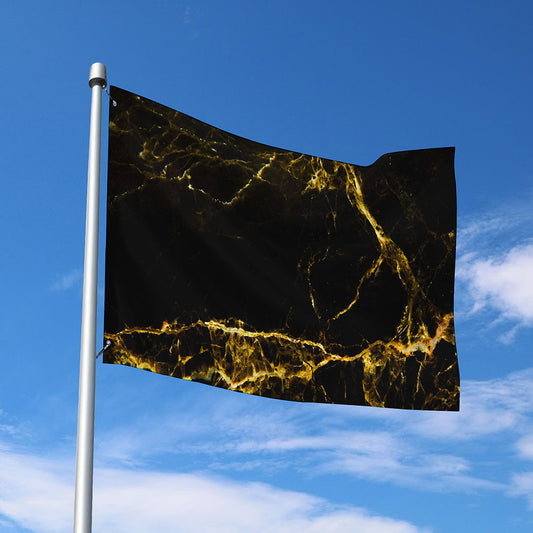 Black Gold Marble Print Polyester Flag