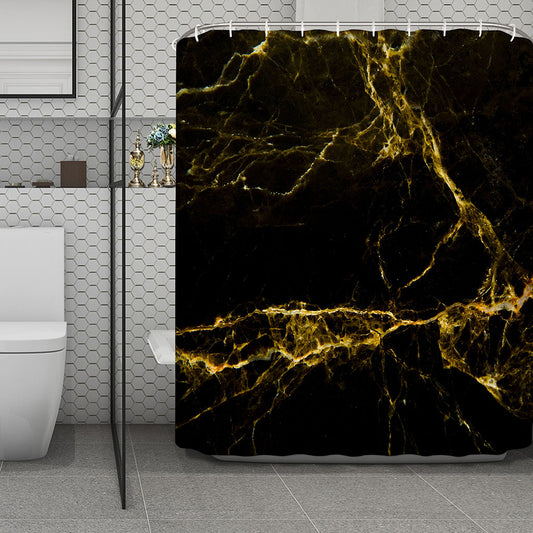 Black Gold Marble Print Polyester Shower Curtain