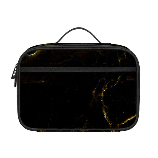 Black Gold Marble Print Portable Lunch Bag