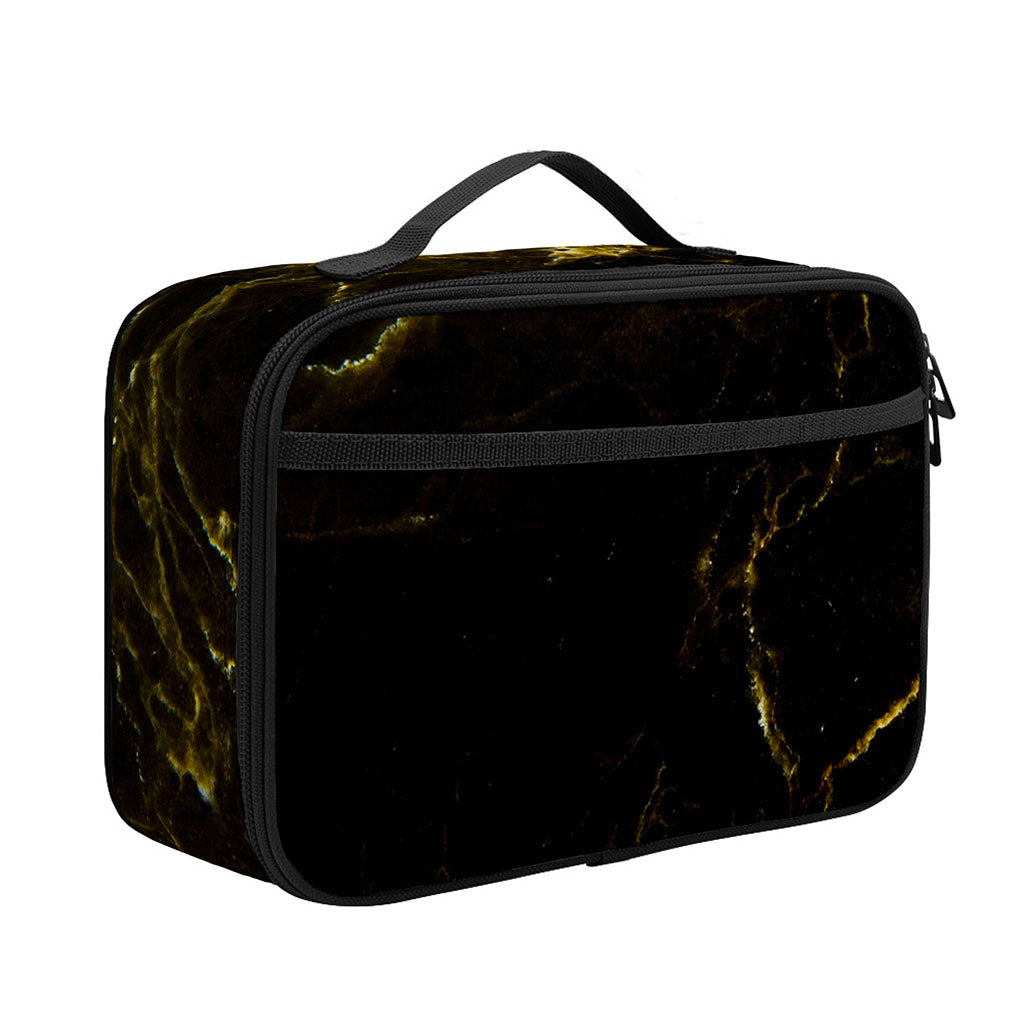 Black Gold Marble Print Portable Lunch Bag
