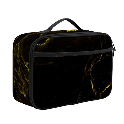 Black Gold Marble Print Portable Lunch Bag