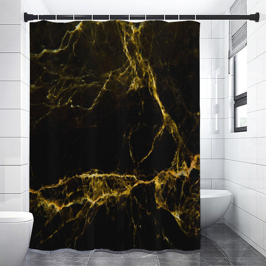 Black Gold Marble Print Premium Shower Curtain