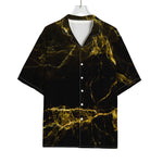 Black Gold Marble Print Rayon Hawaiian Shirt