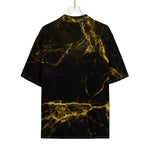 Black Gold Marble Print Rayon Hawaiian Shirt