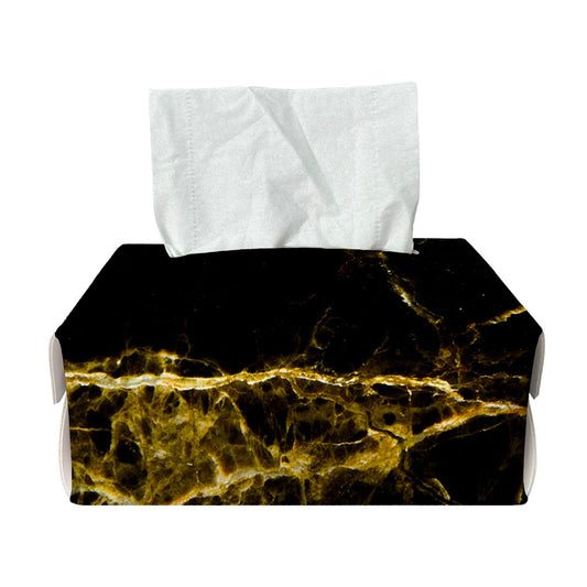 Black Gold Marble Print Rectangle Tissue Box Cover