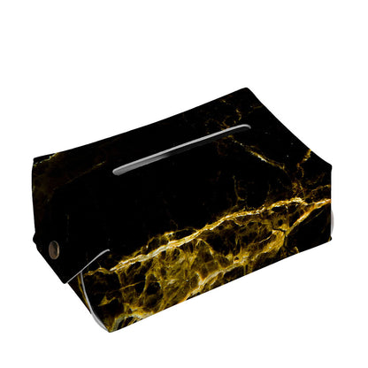 Black Gold Marble Print Rectangle Tissue Box Cover