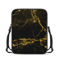 Black Gold Marble Print Rectangular Crossbody Bag