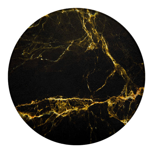 Black Gold Marble Print Round Blanket