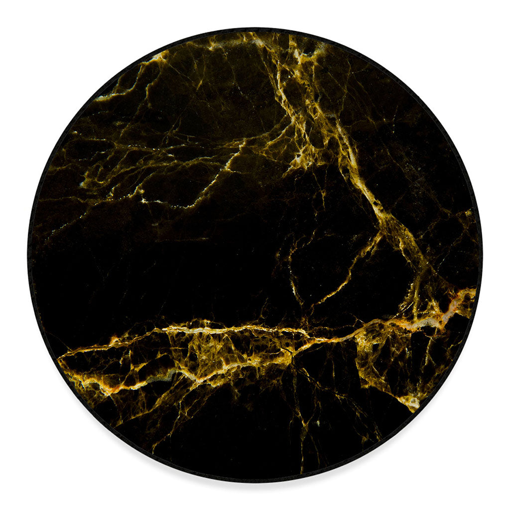 Black Gold Marble Print Round Floor Mat