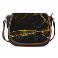 Black Gold Marble Print Saddle Bag