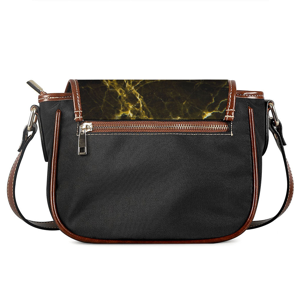 Black Gold Marble Print Saddle Bag