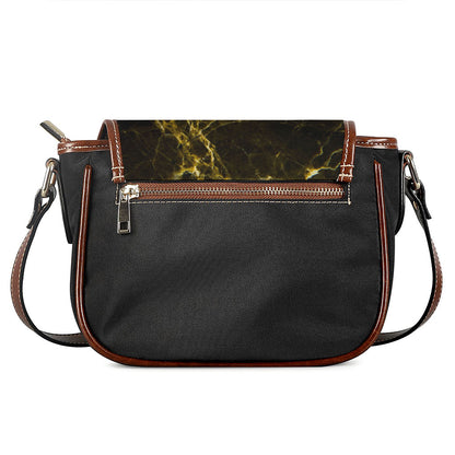 Black Gold Marble Print Saddle Bag