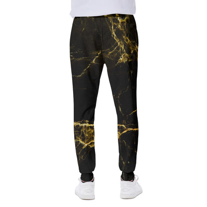 Black Gold Marble Print Scuba Joggers